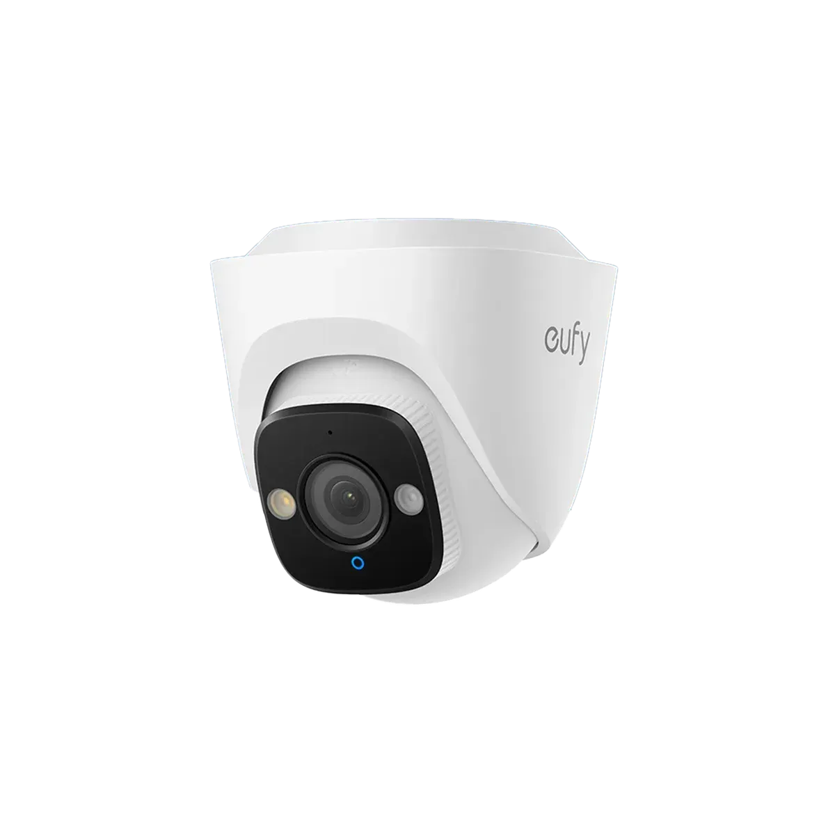 Caméra dôme eufy E41 blanche, objectif 4K au centre de sa tourelle